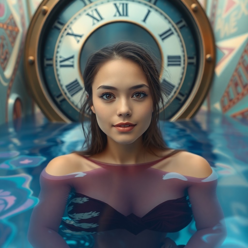 AI generated art for prompt: A captivating portrait reveals a young woman situated in an extraordinary setting where she appears 