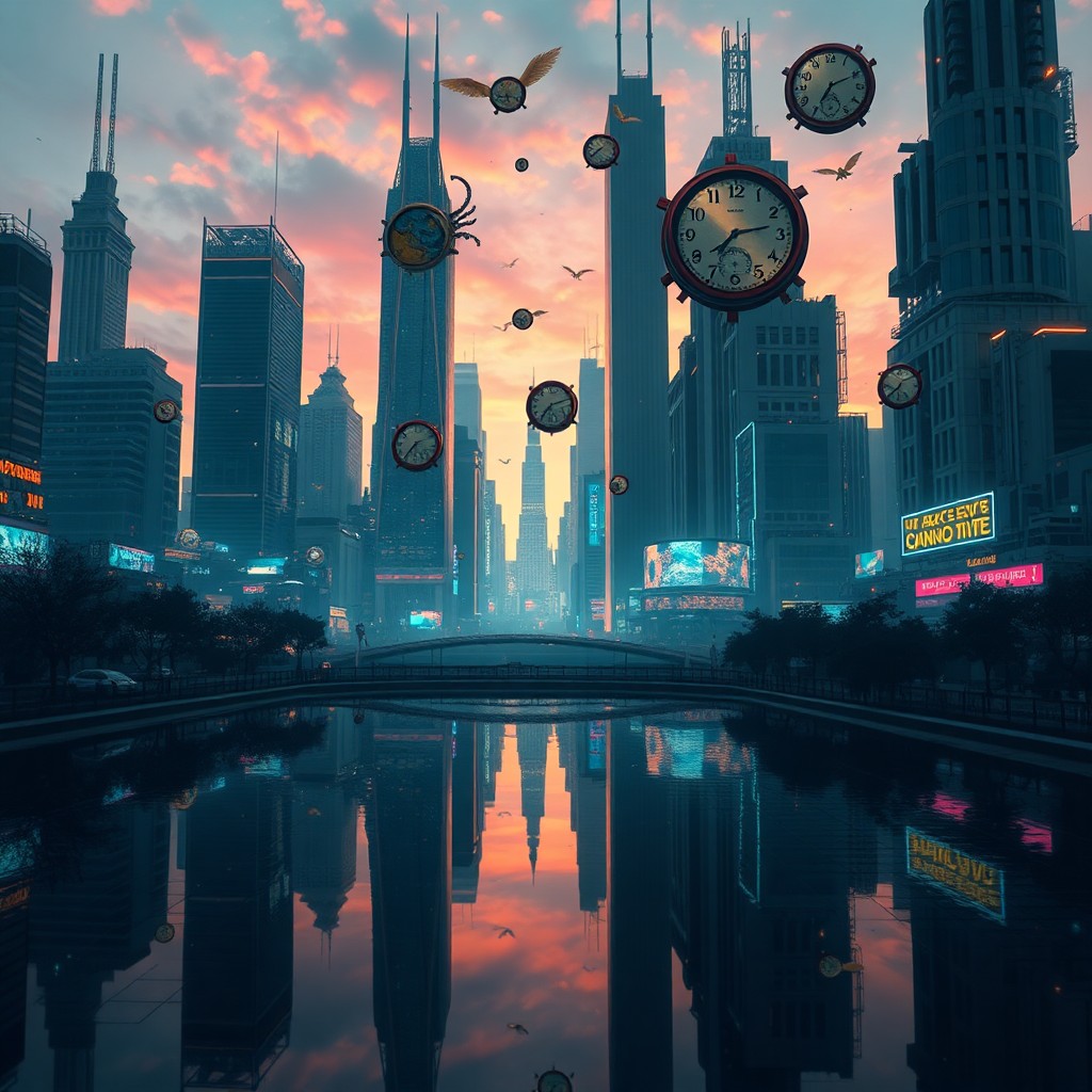 AI generated art for prompt: Imagine a surreal digital art scene depicting a futuristic cityscape with towering skyscrapers and n