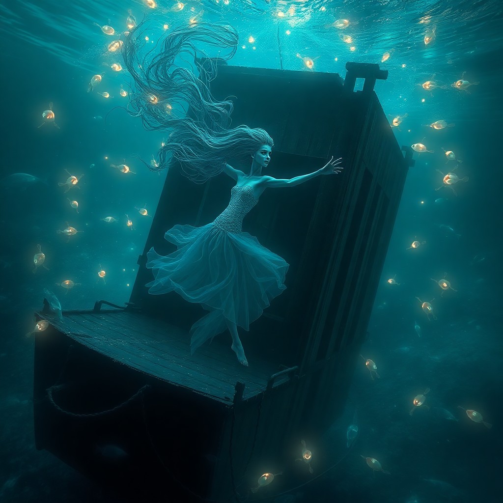 AI generated art for prompt: Craft an immersive photorealistic digital artwork showcasing an underwater tableau reminiscent of Ja