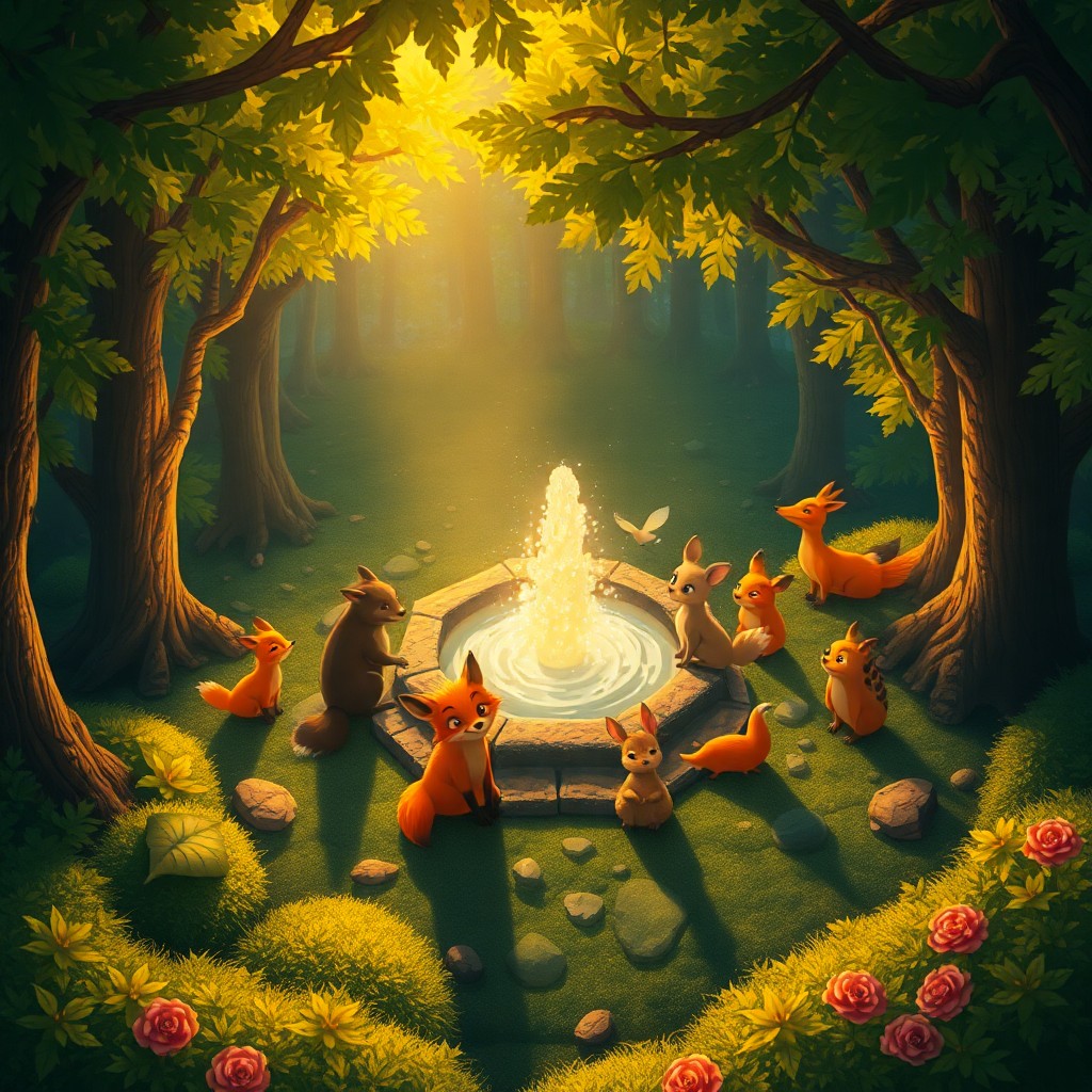 AI generated art for prompt: Craft an enchanting digital artwork reminiscent of classic Disney animation, depicting a serene scen