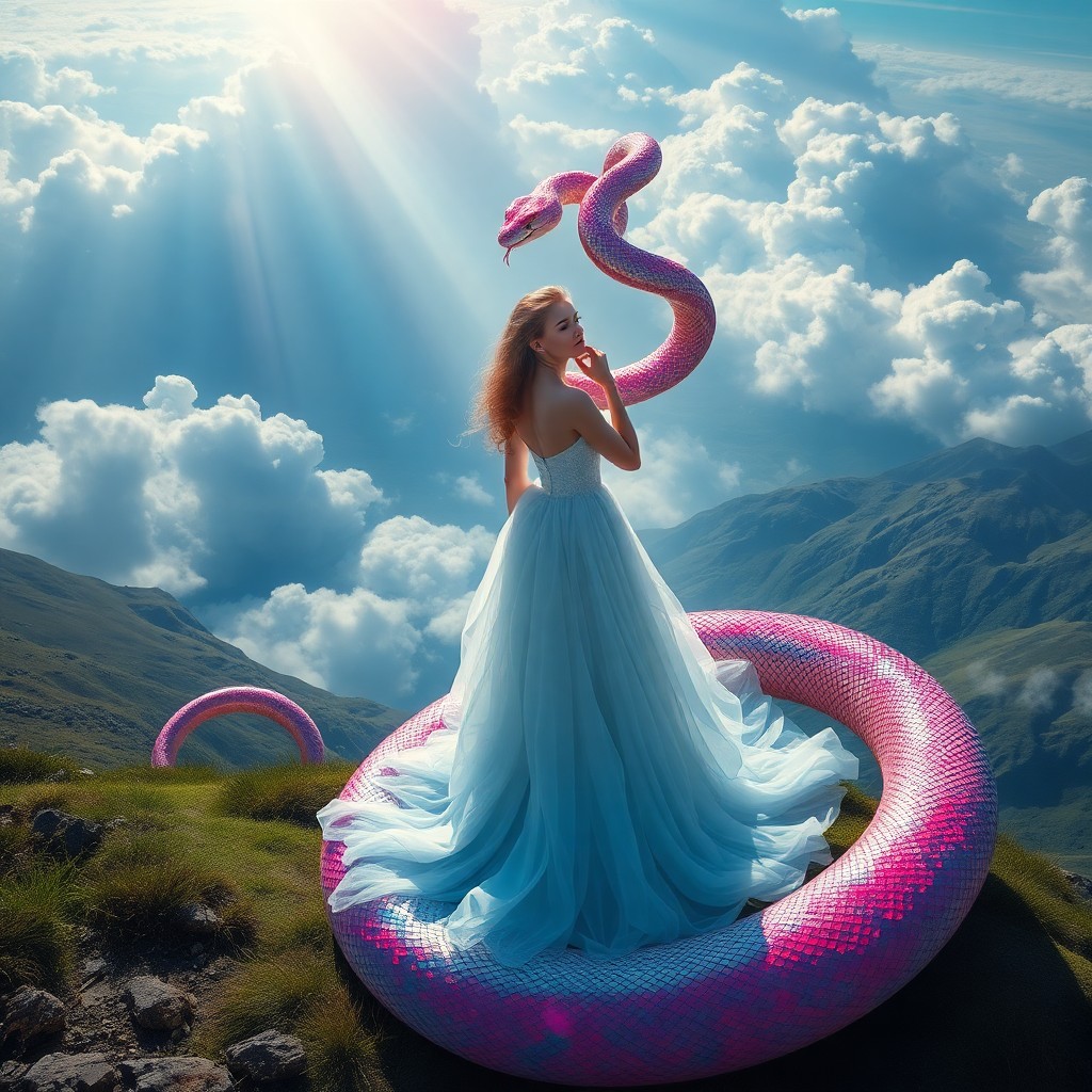 AI generated art for prompt: A captivating digital artwork embodies surrealism by portraying an elegant figure intertwined with a