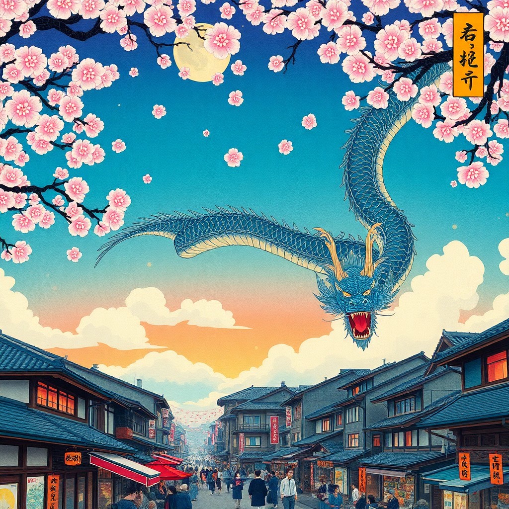 AI generated art for prompt: Craft an enchanting digital artwork inspired by traditional Japanese ukiyo-e woodblock prints, showc