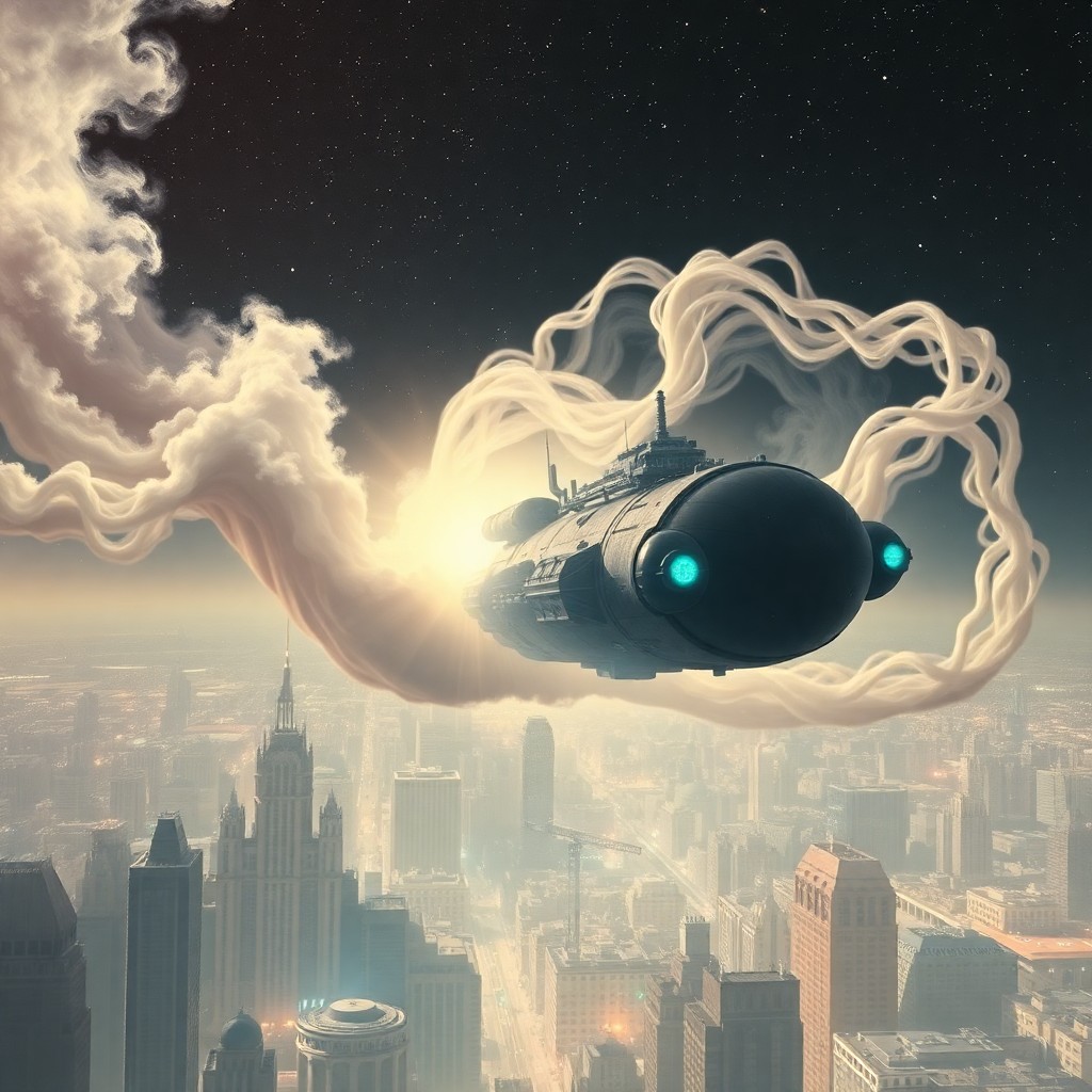 AI generated art for prompt: In a surreal fusion of dreamlike landscapes and cyberpunk cityscapes, envision an astronaut's perspe