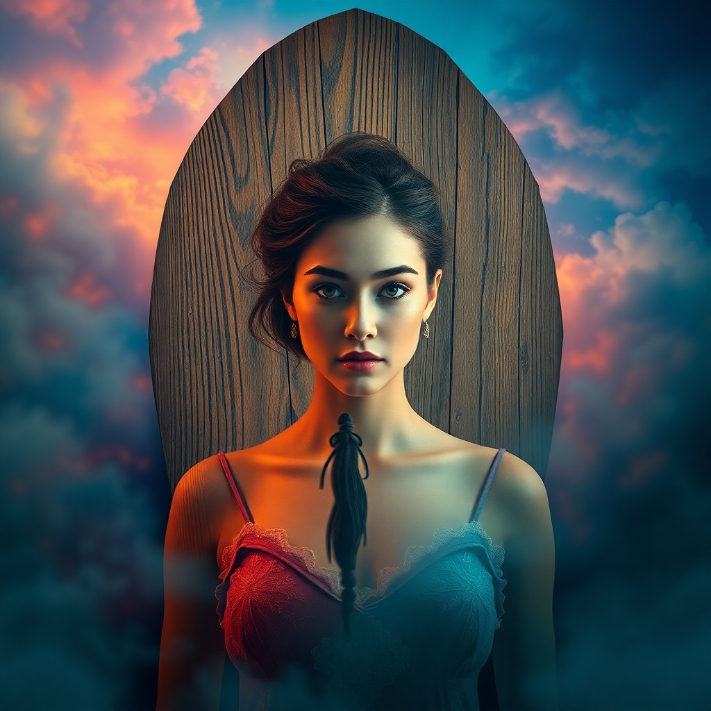 AI generated art for prompt: Craft an enchanting digital art scene reminiscent of surrealism, centering on a striking portrait of