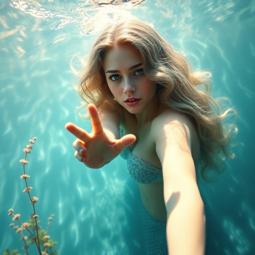 AI generated art for prompt: A mesmerizing portrait in the spirit of Renaissance masters, this image captures an alluring mermaid