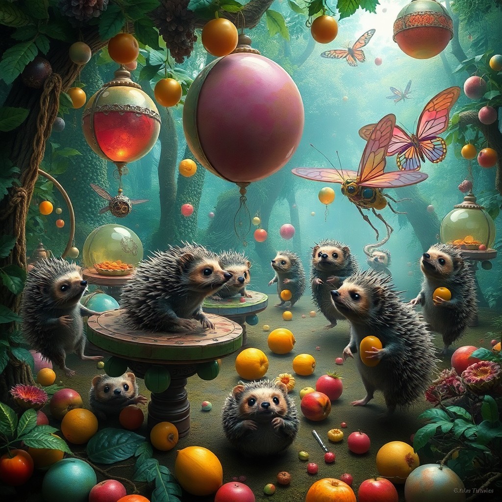 AI generated art for prompt: Picture an entrancing scene evocative of the surreal world found in "The Garden of Earthly Delights,