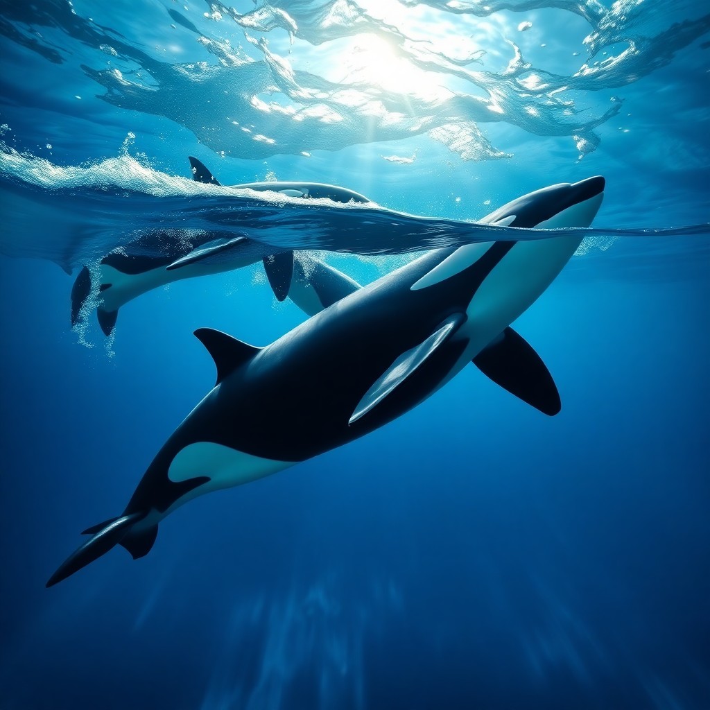 AI generated art for prompt: Visualize an awe-inspiring underwater scene reminiscent of Guy Harvey's captivating maritime motifs,