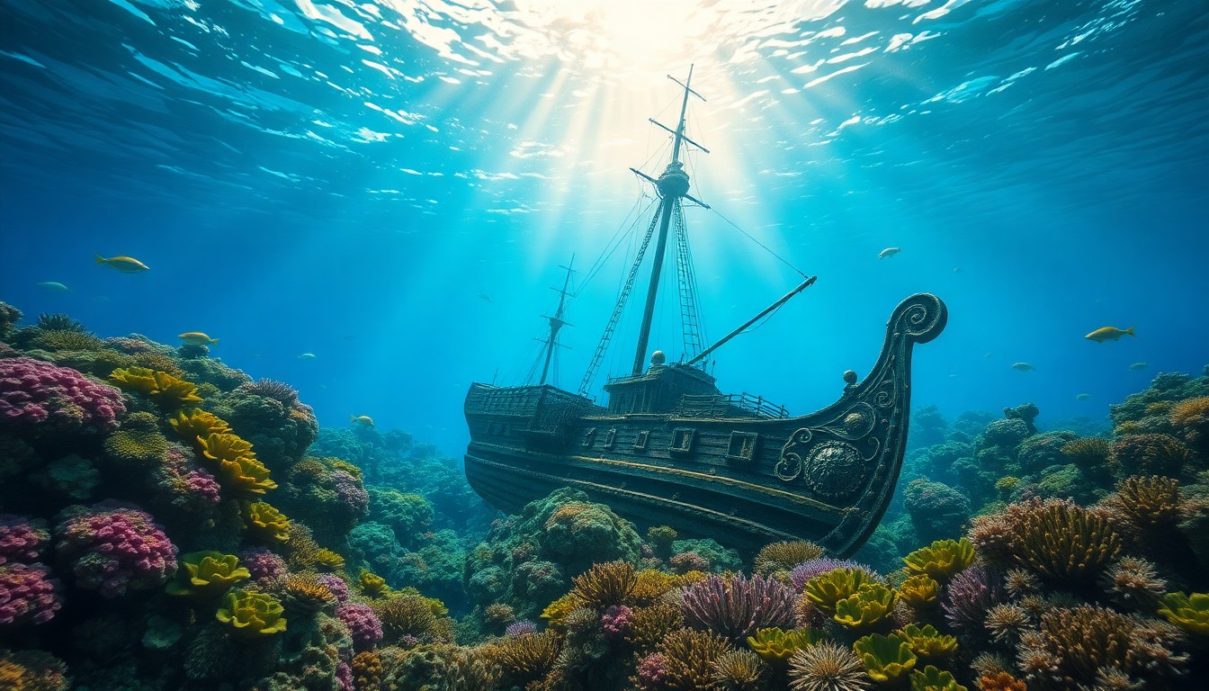 AI generated art for prompt: Imagine an enchanting underwater scene reminiscent of Dutch Golden Age paintings, showcasing vibrant