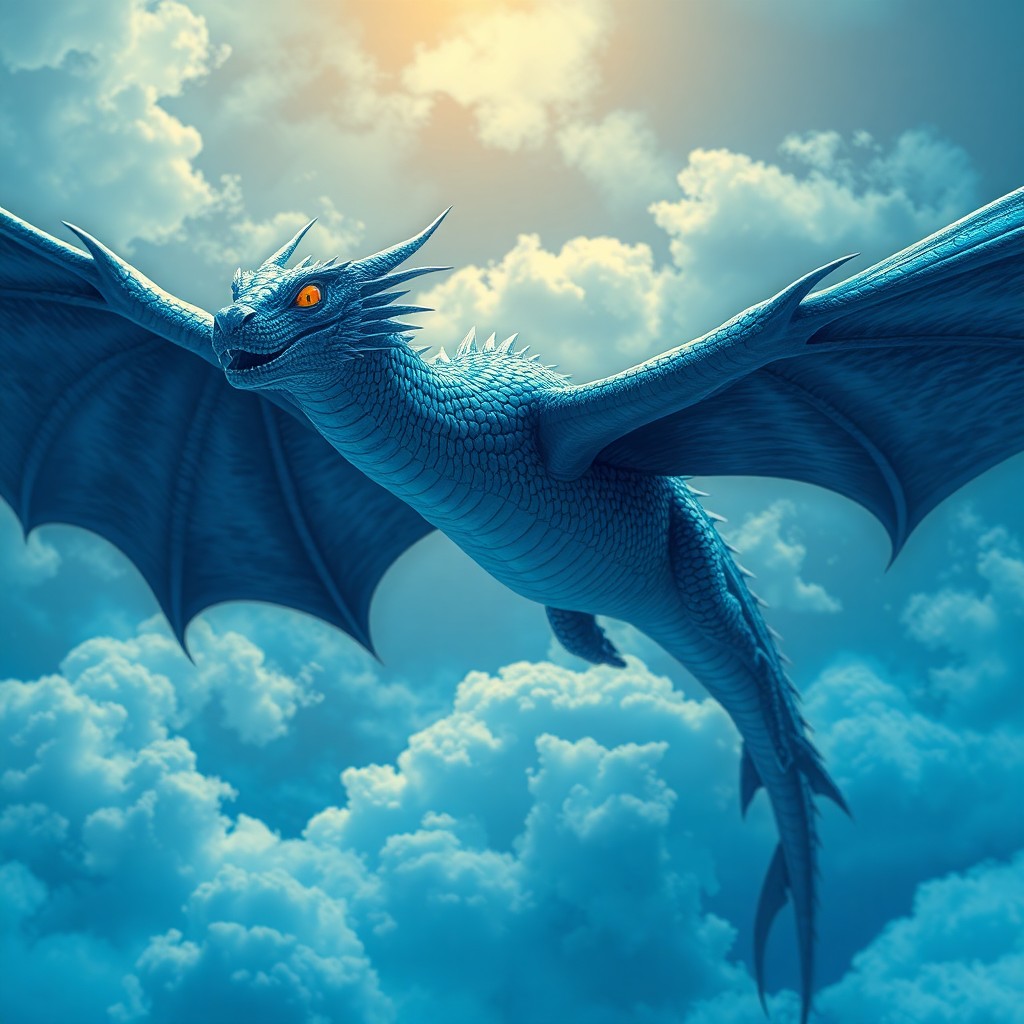 AI generated art for prompt: Envision an awe-inspiring digital artwork portraying a magnificent dragon gliding gracefully through