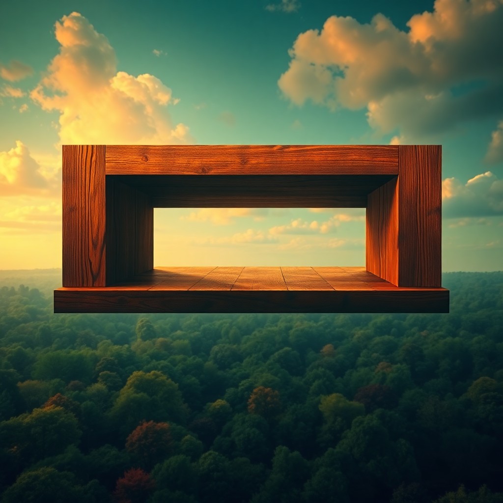 AI generated art for prompt: A dreamlike digital art scene reminiscent of Magritte's ethereal landscapes, featuring an enormous f