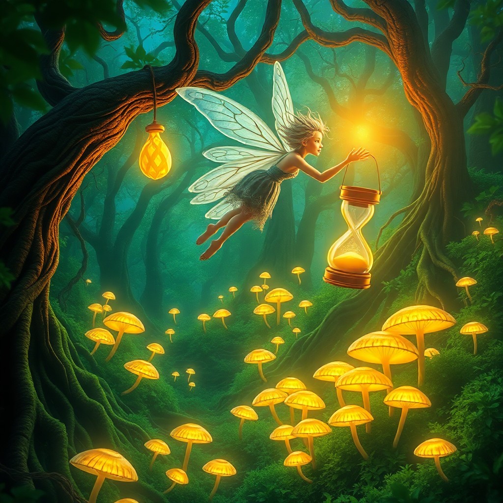 AI generated art for prompt: A captivating digital artwork showcases an enchanting fairy-like being gliding gracefully through a 