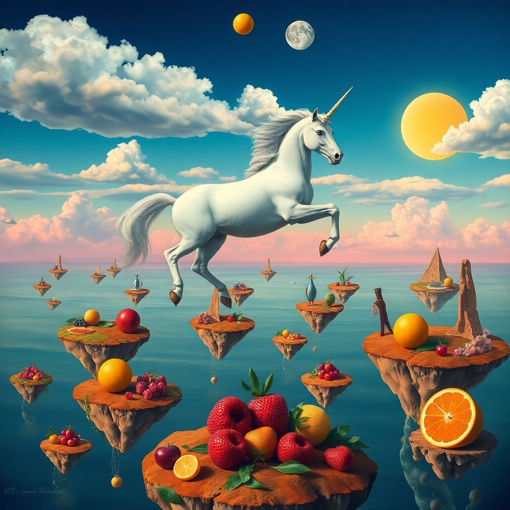 AI generated art for prompt: Craft an image that embodies Salvador Dali's surrealist aesthetic, depicting a dreamlike setting whe