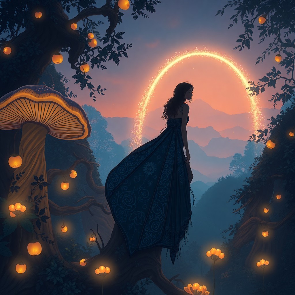 AI generated art for prompt: A mesmerizing digital artwork captures an enigmatic figure in a twilight setting, reminiscent of int