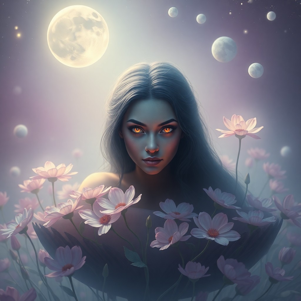 AI generated art for prompt: A mesmerizing digital art portrait depicts an enigmatic mystic with eyes reflecting profound wisdom 