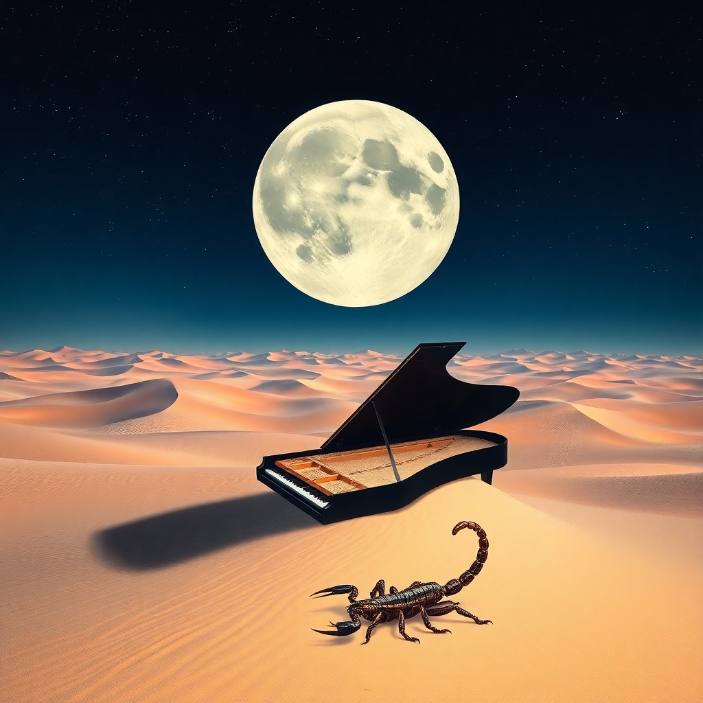 AI generated art for prompt: Craft an image in the manner of surreal dreamscapes, depicting a grand piano adrift within an expans