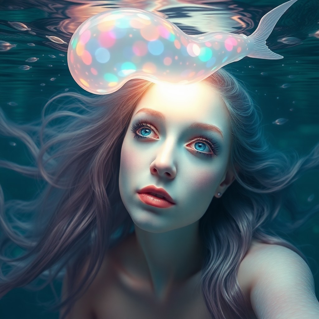 AI generated art for prompt: An enigmatic portrait in the surrealistic style of Dali-inspired dreamscapes, this image features a 