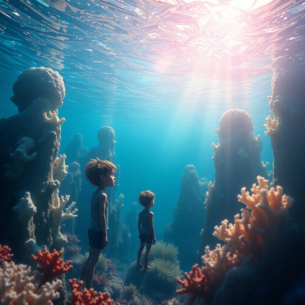 AI generated art for prompt: A captivating digital artwork portrays an alluring underwater scene, reminiscent of dreamlike landsc