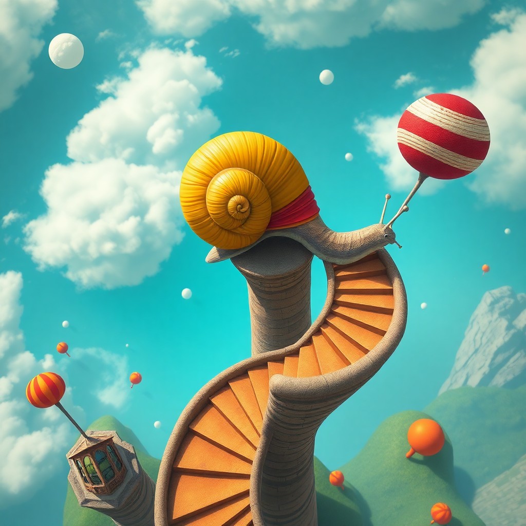 AI generated art for prompt: In the whimsical style that merges surreal landscapes with the fantastical world of Dr. Seuss, depic