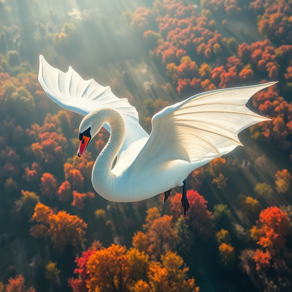 AI generated art for prompt: A mesmerizing, surreal portrait captures a graceful swan transforming into an awe-inspiring dragon a