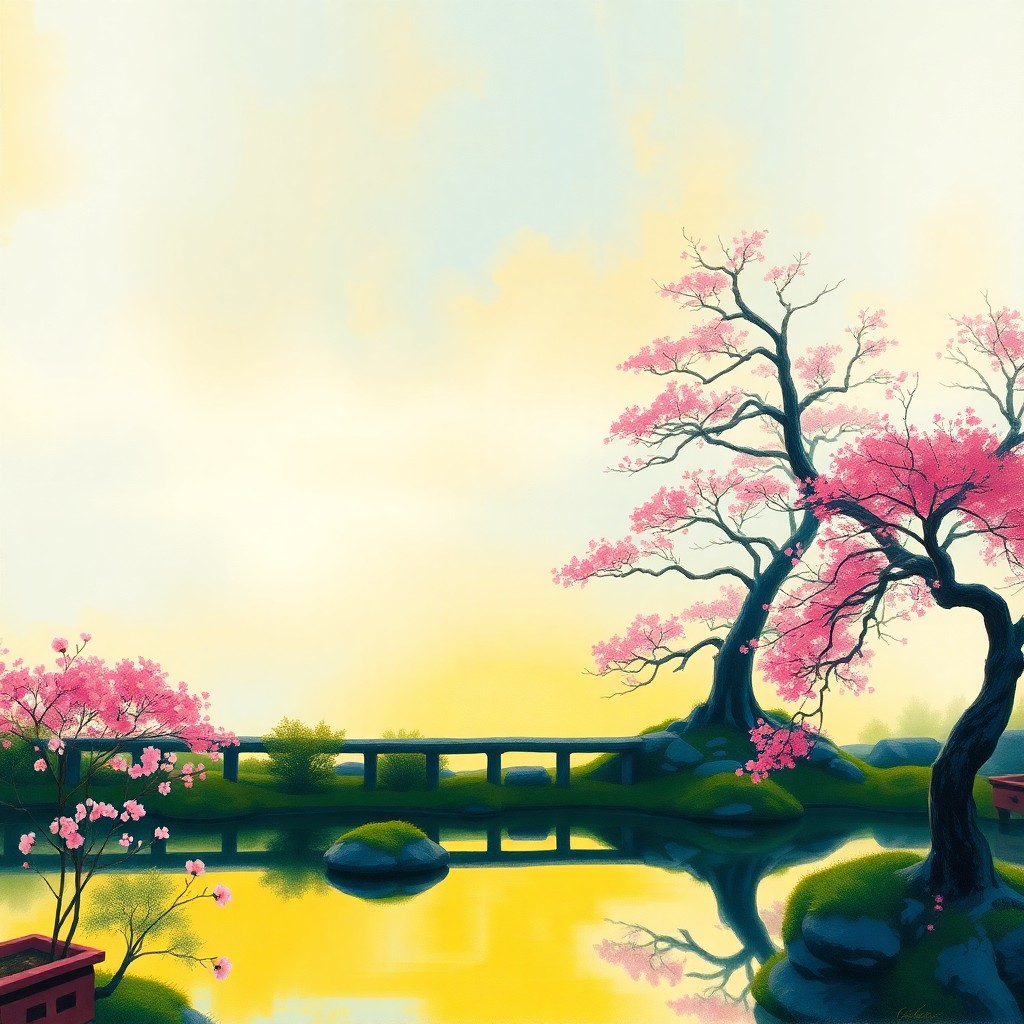 AI generated art for prompt: A serene morning mist envelops a tranquil lake in the heart of a Japanese Zen garden, as seen from a