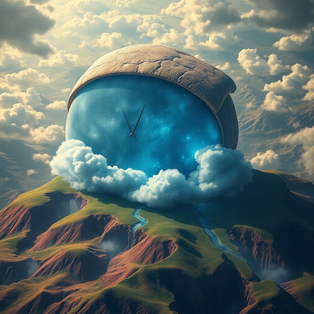 AI generated art for prompt: A mesmerizing digital piece encapsulates surrealism by portraying an otherworldly landscape where an