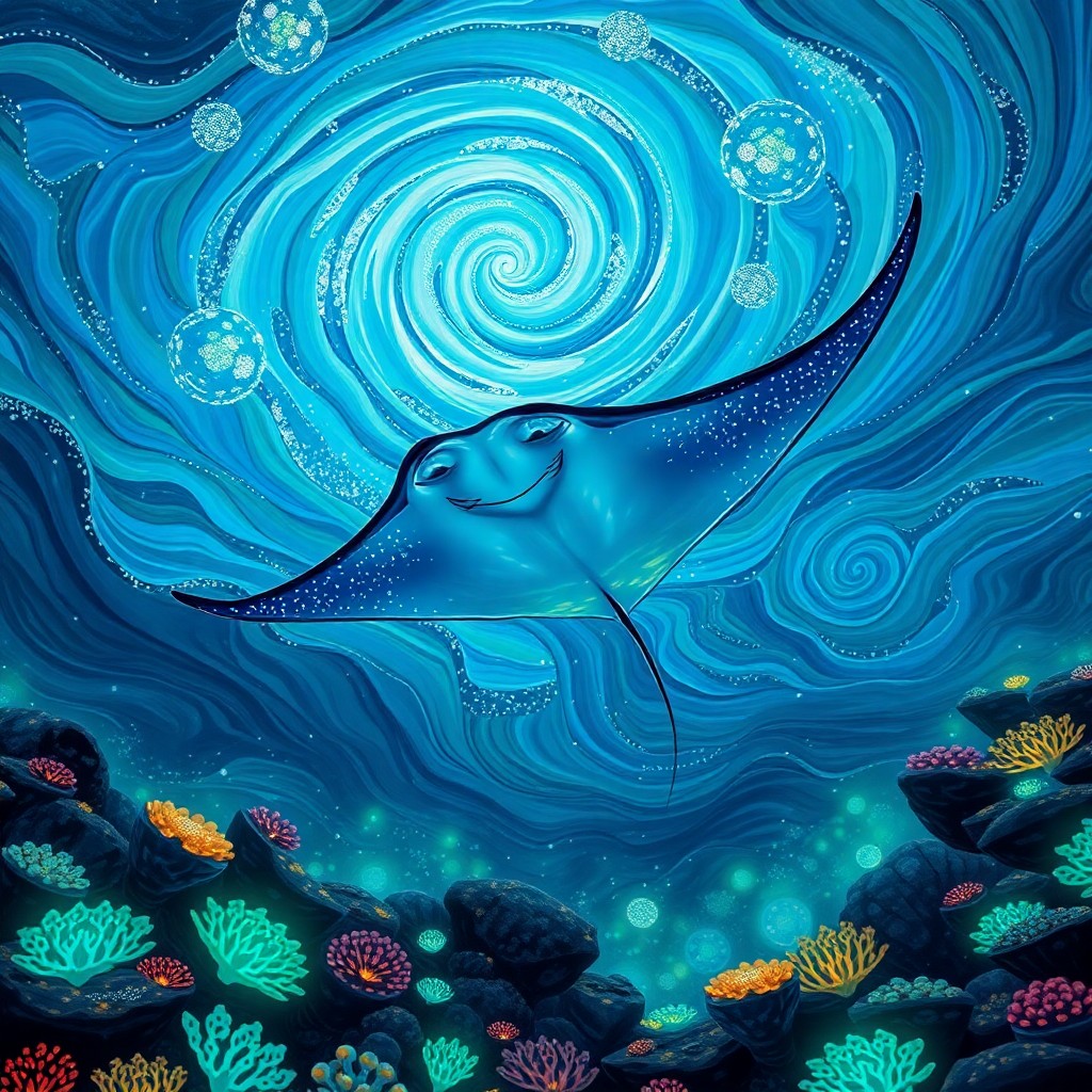 AI generated art for prompt: Envision an enchanting underwater realm inspired by the whimsical brushstrokes and dreamlike atmosph