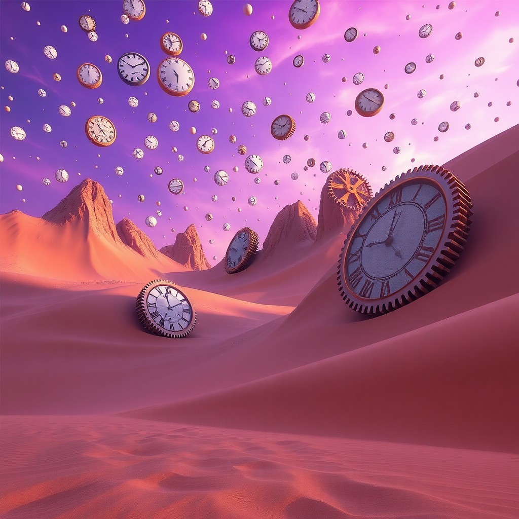 AI generated art for prompt: Visualize an enchanting, hyper-realistic desert vista reminiscent of surrealist art, depicting an in