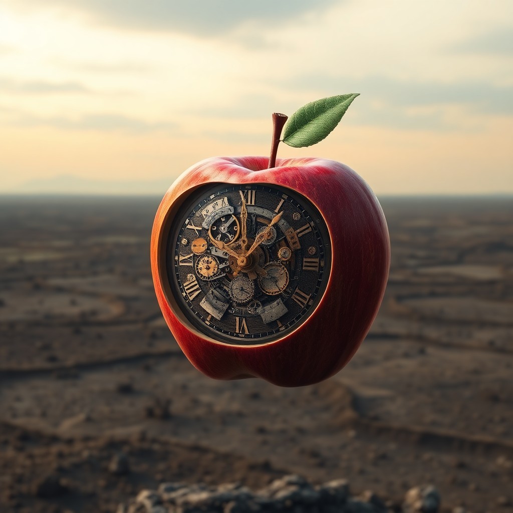 AI generated art for prompt: Craft an enchanting digital artwork that marries the surrealism of melting timepieces with the decep