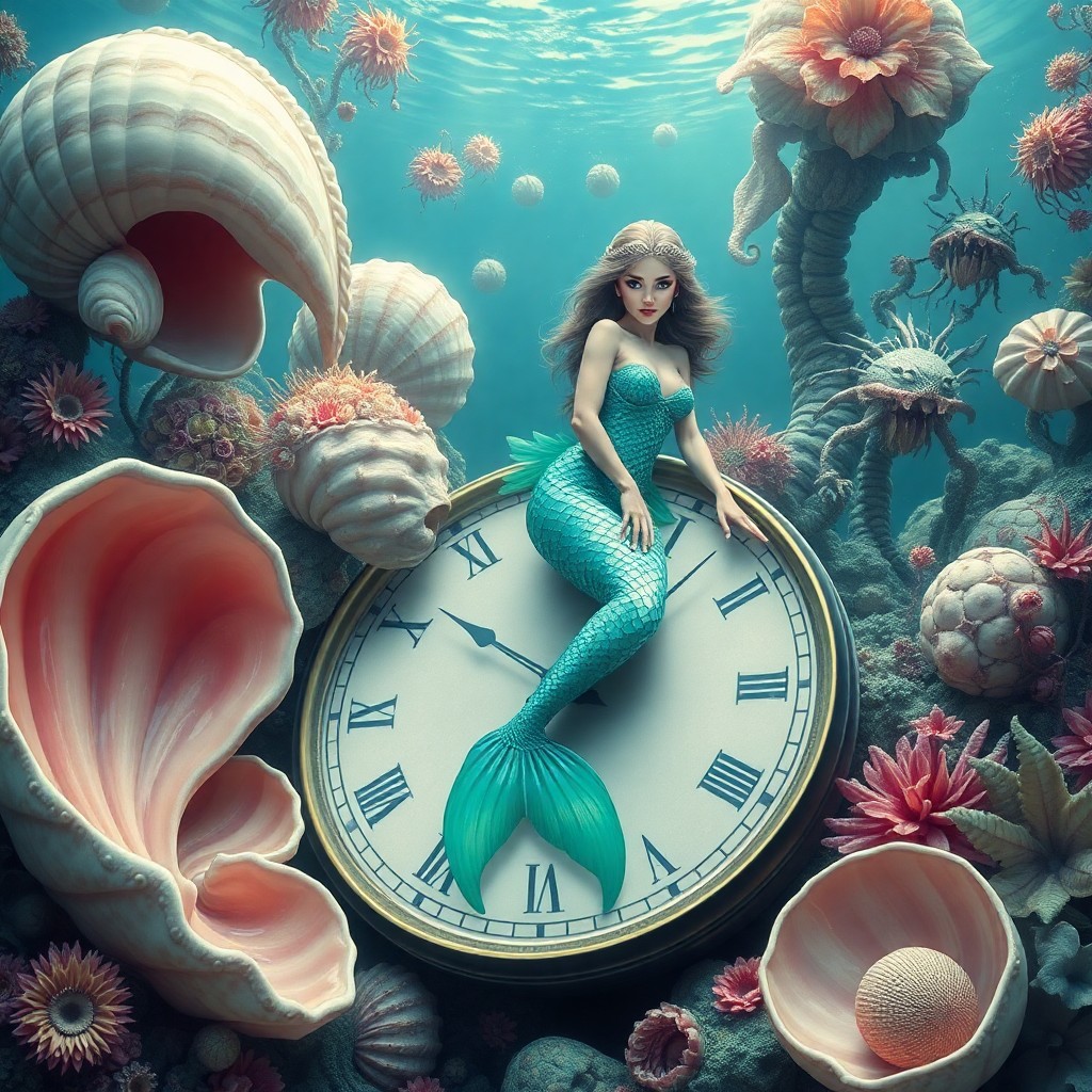 AI generated art for prompt: A captivating digital artwork depicting an enchanting underwater scene with surreal elements, remini