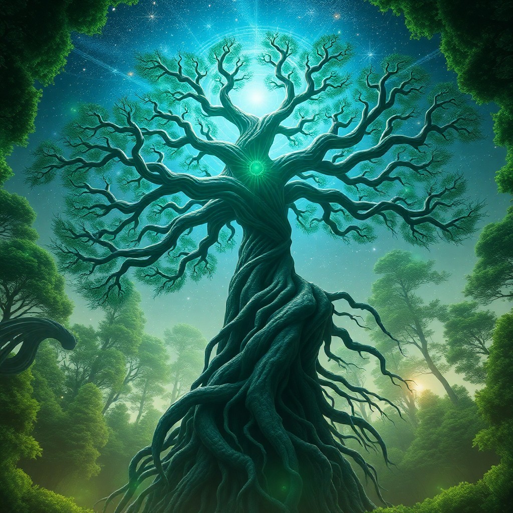 AI generated art for prompt: A mesmerizing digital art portrait of an ancient tree spirit arising from an enchanted forest, captu