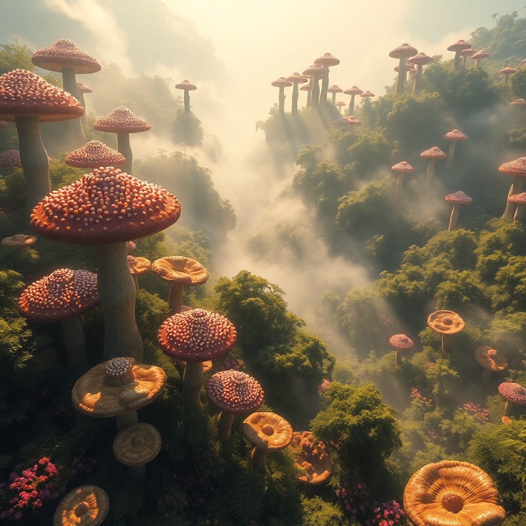 AI generated art for prompt: Envision an enchanting dreamscape reminiscent of surreal landscapes, where an ethereal forest thrive