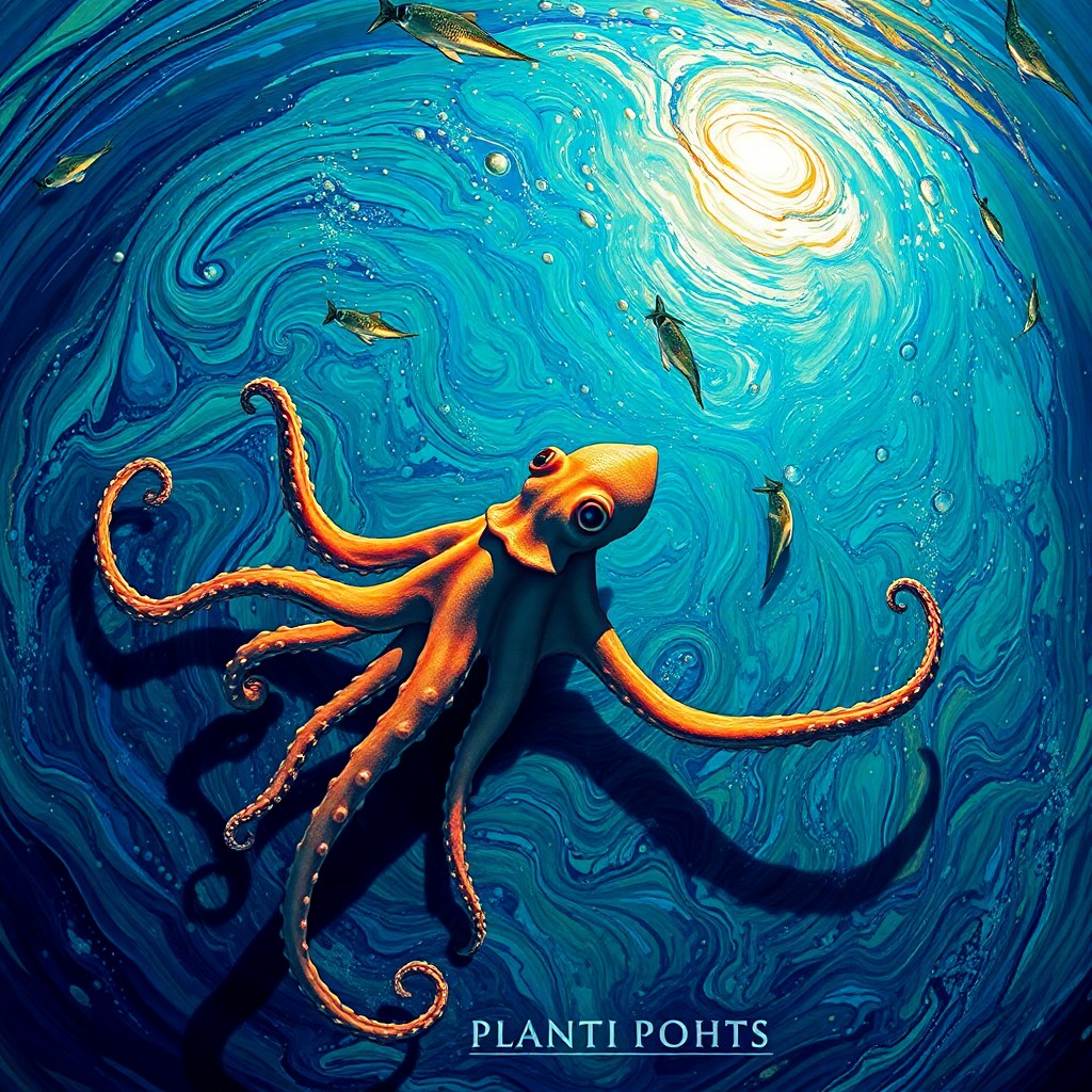 AI generated art for prompt: Envision an underwater realm, reminiscent of a Van Gogh masterpiece, with swirling currents in rich 