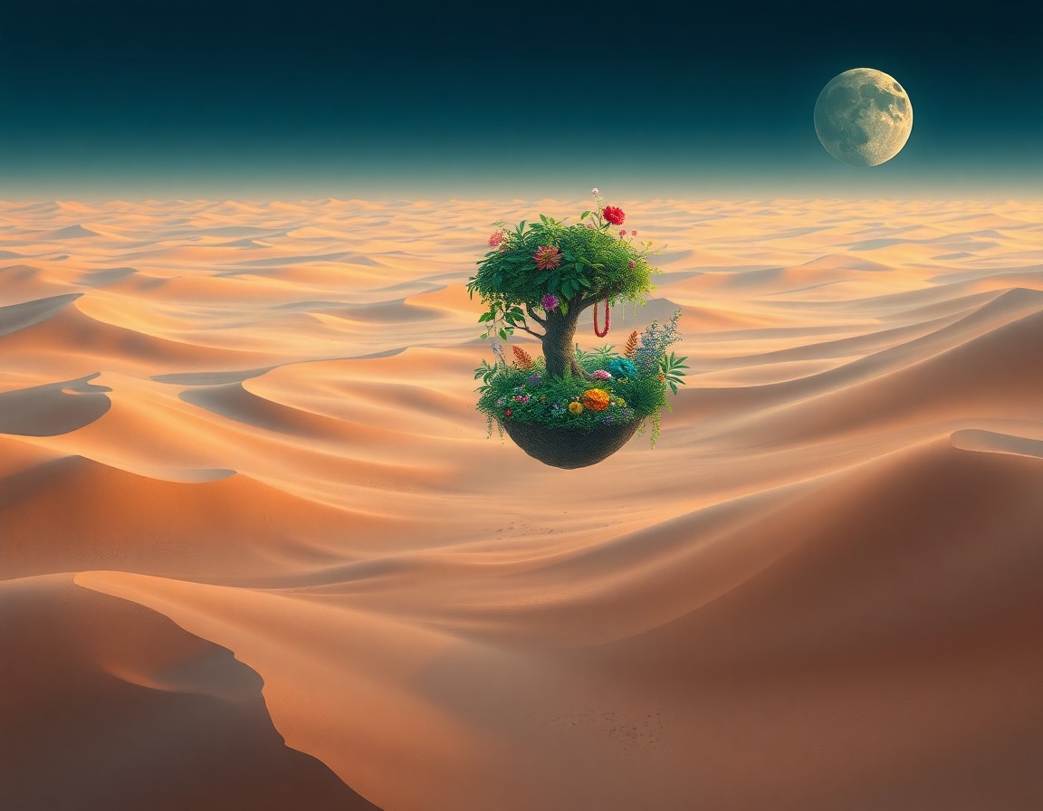 AI generated art for prompt: In an enigmatic surrealist style evocative of Dali's ethereal visions, craft a digital illustration 
