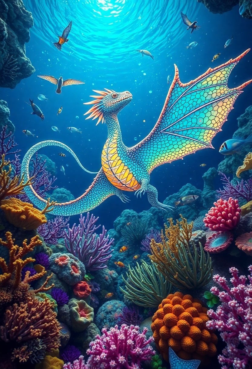 AI generated art for prompt: Imagine an enchanting underwater realm inspired by the meticulous biological illustrations of Ernst 