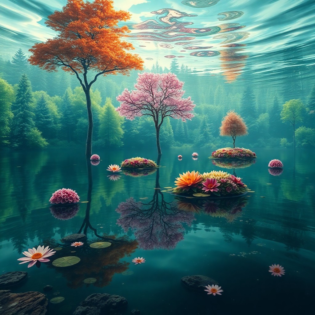 AI generated art for prompt: Create an enigmatic underwater landscape with a surreal twist, reminiscent of Salvador Dali's meltin