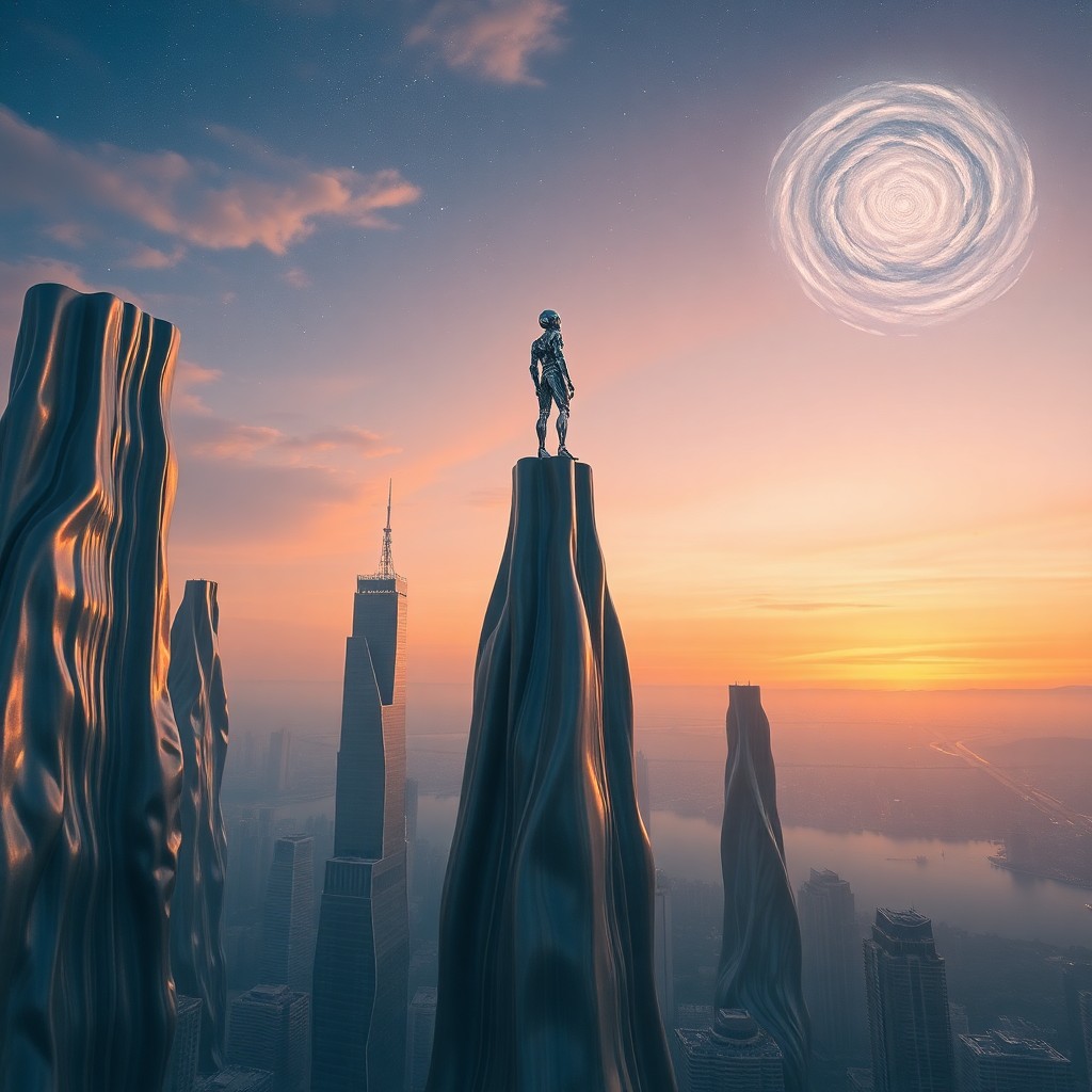 AI generated art for prompt: A surreal digital artwork depicting a futuristic cityscape where skyscrapers are constructed from ca