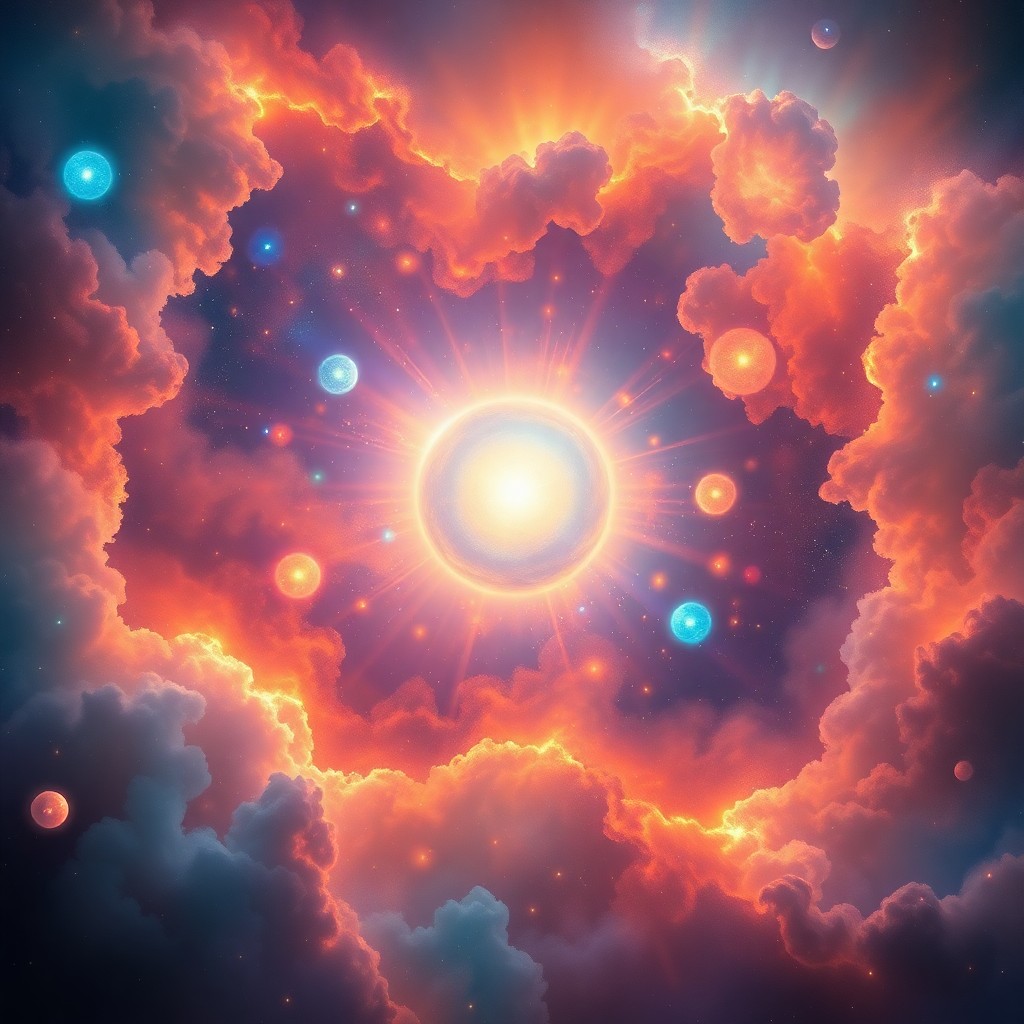 AI generated art for prompt: A captivating cosmic nebula painting, rendered in vibrant digital art with a dreamlike quality, show