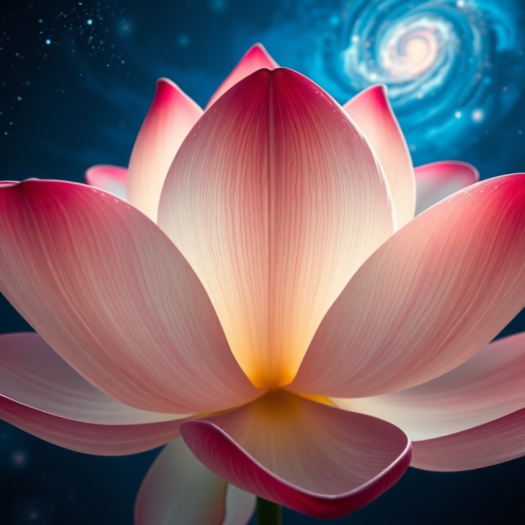 AI generated art for prompt: Craft an enchanting digital painting depicting an up-close view of an open lotus flower from a close