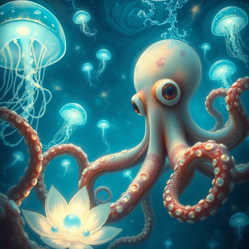 AI generated art for prompt: Visualize an image in the captivating style of fantasy surrealism, depicting a whimsical underwater 