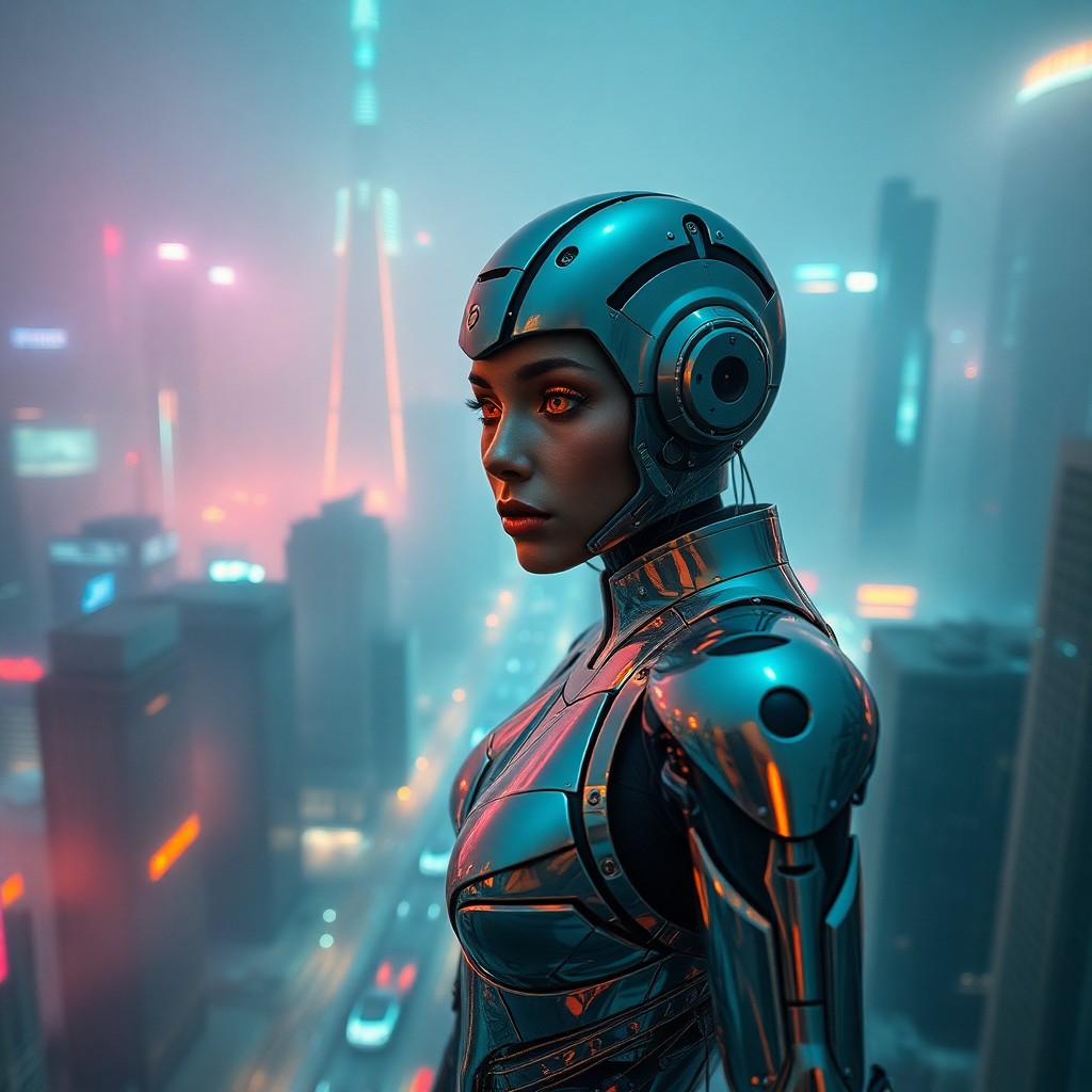 AI generated art for prompt: A mesmerizing digital artwork captures a futuristic metropolis at night through a surreal lens, its 