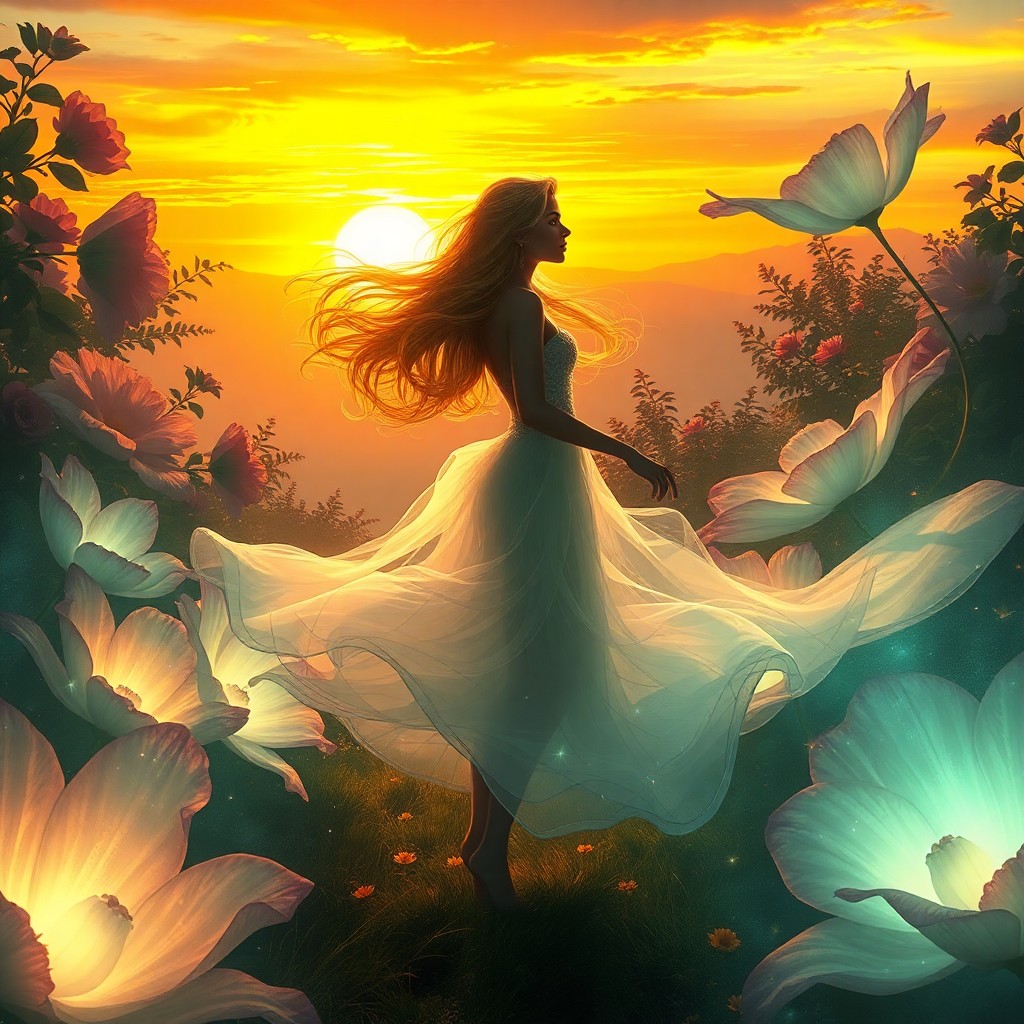 AI generated art for prompt: An enchanting digital artwork captures the essence of ethereal fantasy by blending fairytale romance