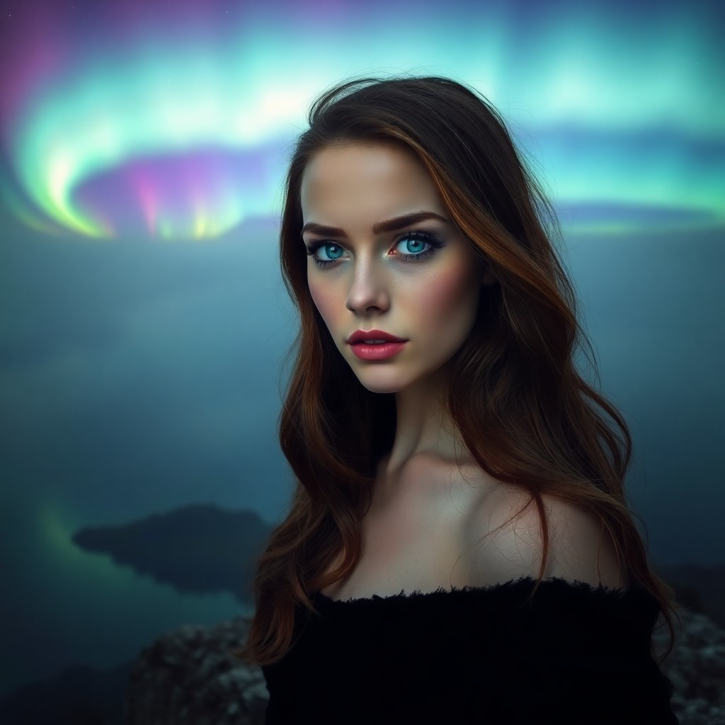 AI generated art for prompt: A captivating portrait in the style of chiaroscuro, showcasing an enigmatic female subject with mesm