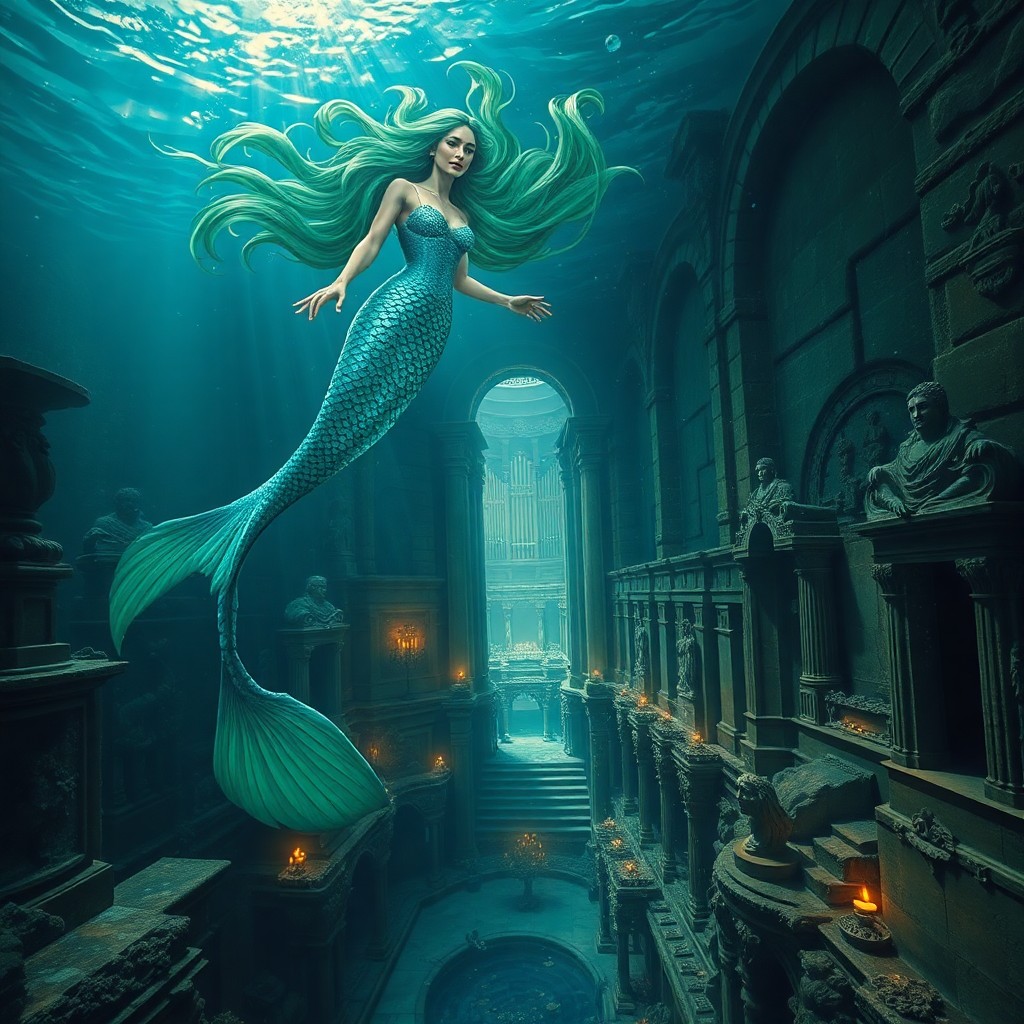 AI generated art for prompt: Picture an enchanting underwater scene in the surrealistic style reminiscent of Salvador Dali, where