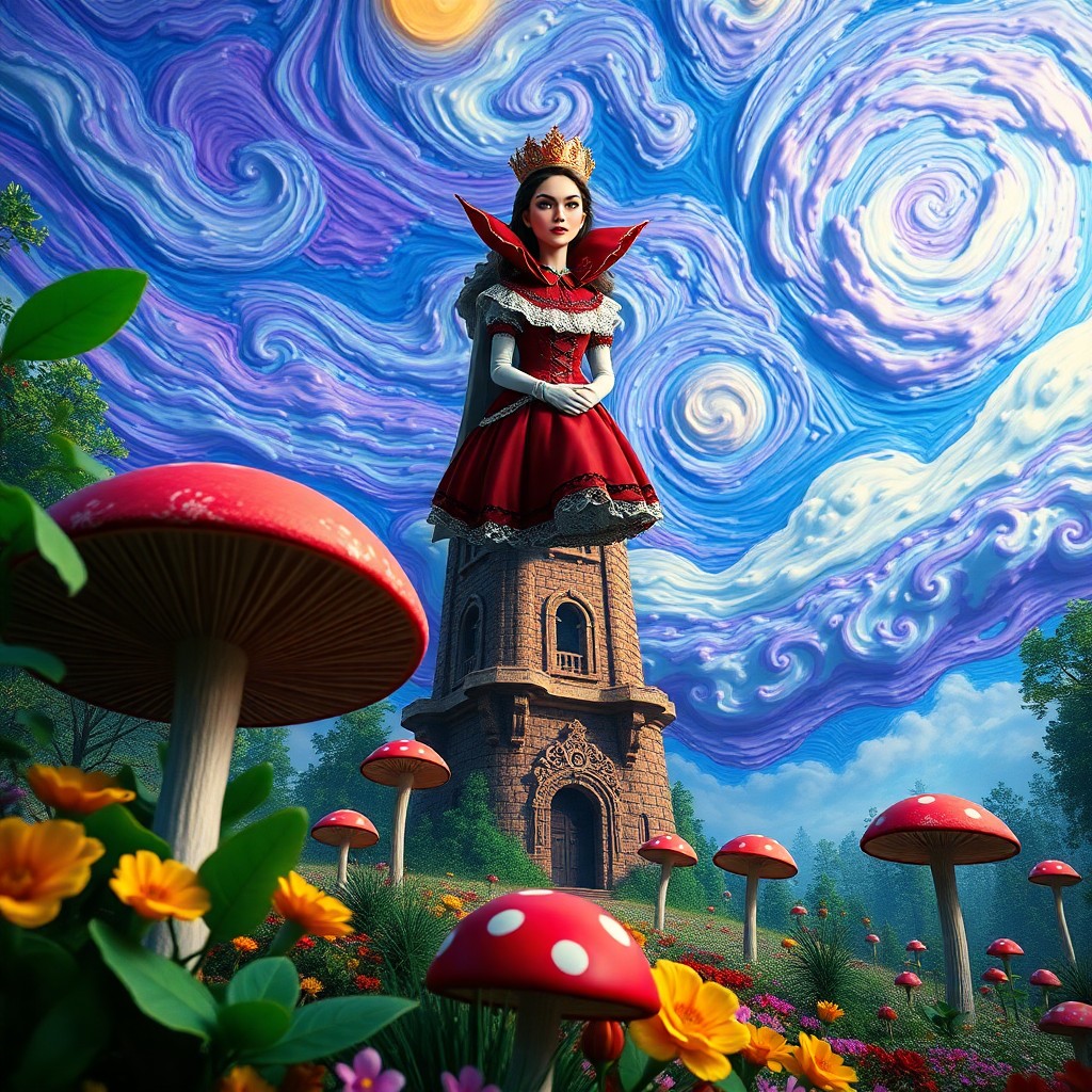 AI generated art for prompt: Envision an enchanting digital artwork depicting a whimsical scene reminiscent of Alice in Wonderlan