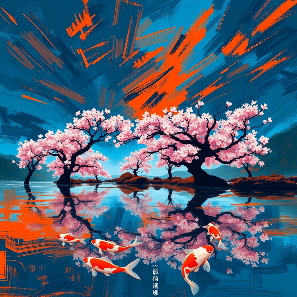 AI generated art for prompt: A high-resolution digital artwork showcasing an enigmatic fusion between a traditional Japanese zen 