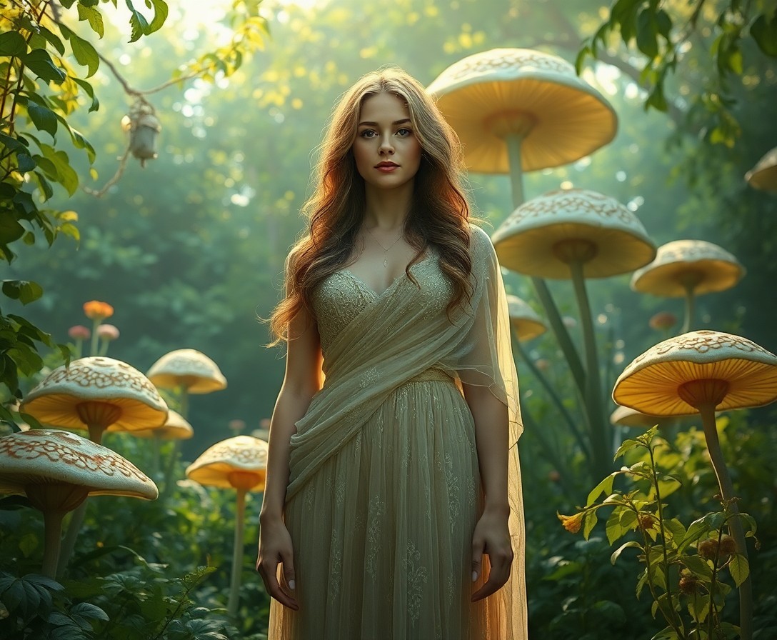 AI generated art for prompt: Visualize an image that harmoniously blends the enchanting, dreamlike qualities of Pre-Raphaelite ar