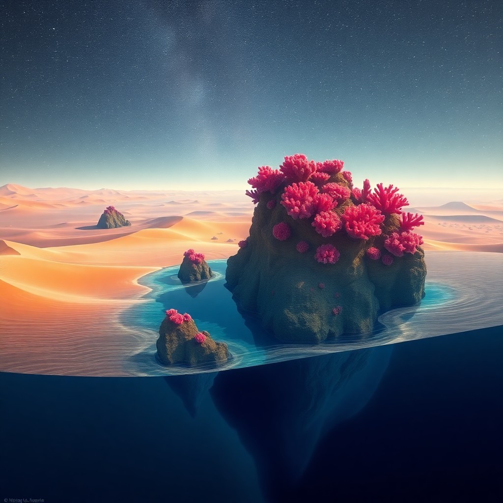 AI generated art for prompt: Craft an ethereal digital artwork reminiscent of Salvador Dali's dreamscapes, depicting a breathtaki