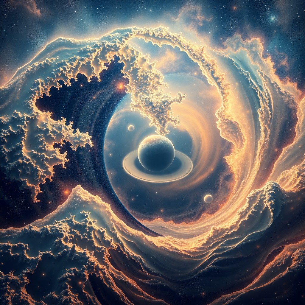 AI generated art for prompt: A digital masterpiece captures an awe-inspiring view of a colossal swirling nebula reminiscent of Ho