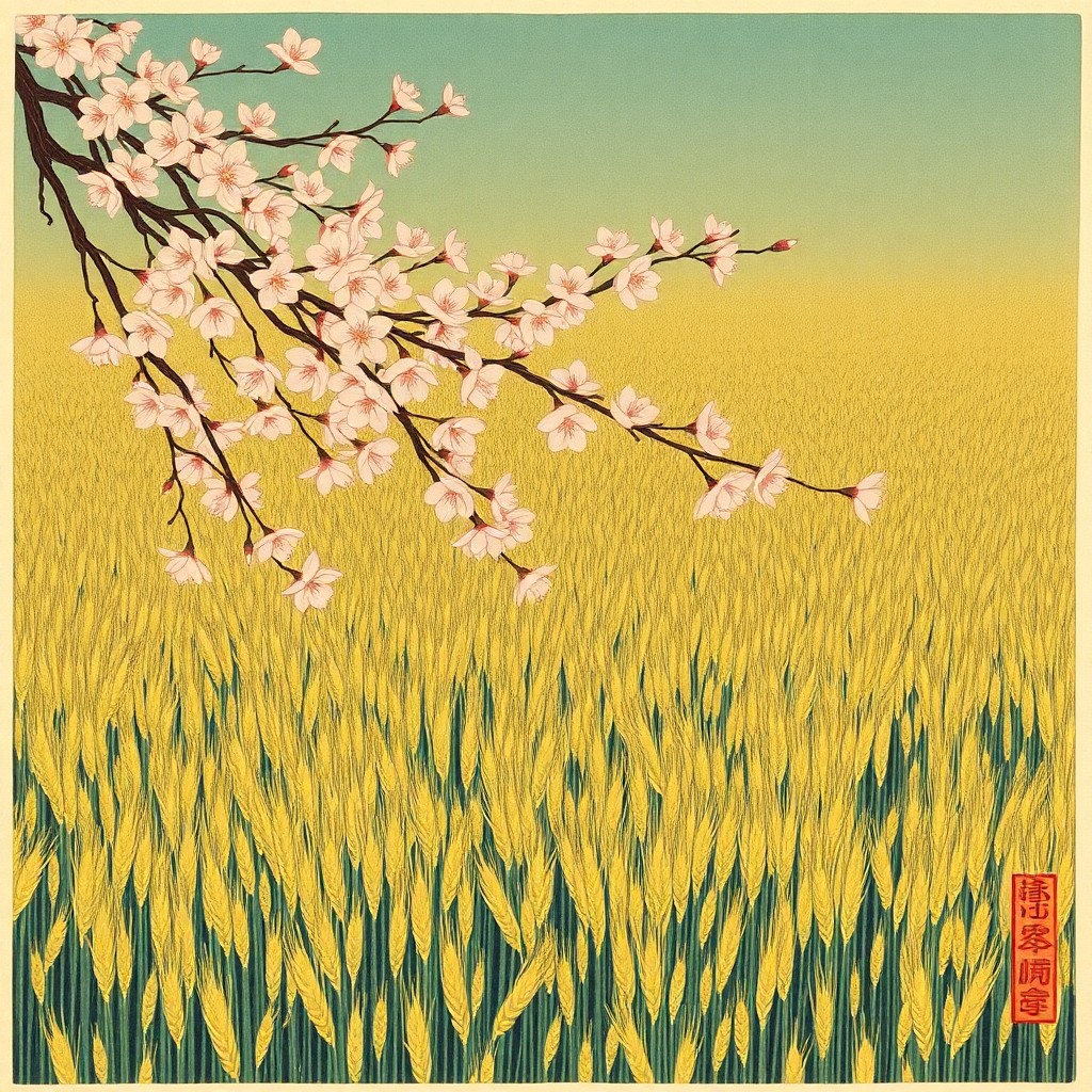 AI generated art for prompt: Craft an image reminiscent of Japanese Ukiyo-e woodblock prints, portraying a dreamlike landscape wh