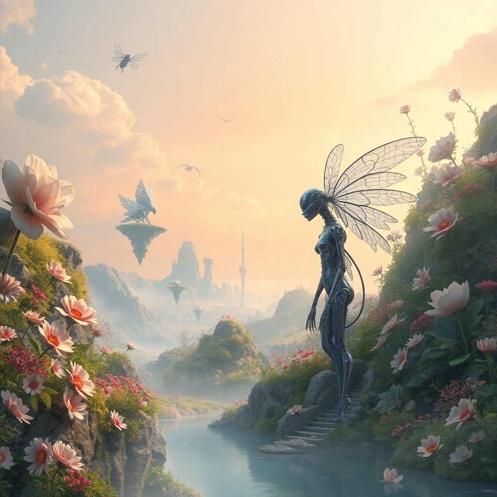 AI generated art for prompt: A captivating digital artwork unveils a surreal landscape where dreamlike vistas converge with intri